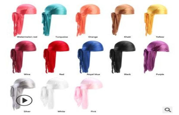 

new fashion men039s satin durags bandana turban wigs men silky durag headwear headband pirate hat hair accessories 12 colors 532444208, Blue;gray