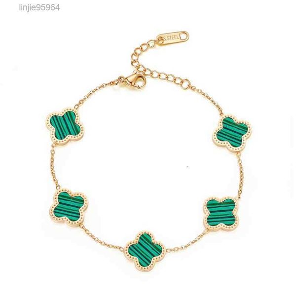 

new style jewelry luxury stainls steel 18k sold women lucky flower sracelet s86o6, Golden;silver