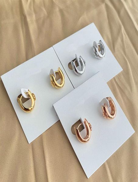 

huggie hoop u style drop dangle chandelier real 18k goldrose goldsilver plated lettering brand earrings2002432, Golden;silver