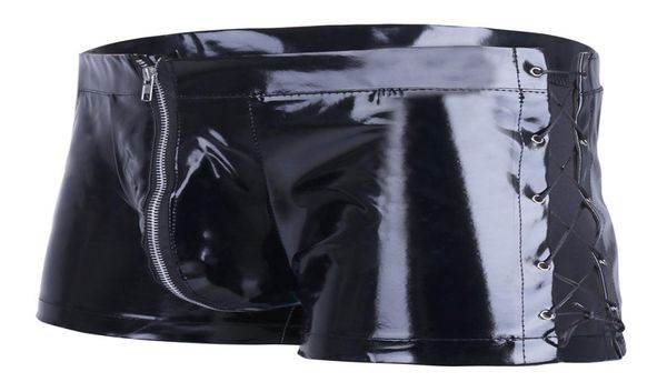 

l xxl plus size patent leather latex wetlook gays boxer shorts men tight briefs black male bikini costume panties li9365164, Red;black