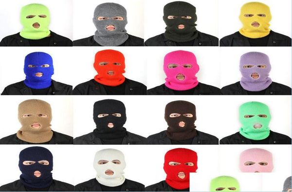 

beanieskull caps fl face er ski mask hat 3 holes clava army tactical cs windproof knit beanies bonnet winter warm unise dh24026016, Blue;gray