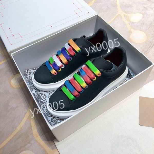 

new men womens brand designer quality flat sneaker casual shoes leather white letter overlays fashion platform sneakers2023, Black