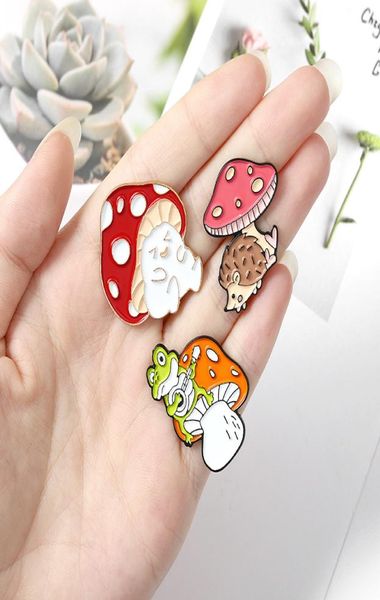 

cartoon vegetable mushroom brooches brothers fashion cute enamel pins plant frog hedgehog cat animal badge costume decoration gift2069729, Gray