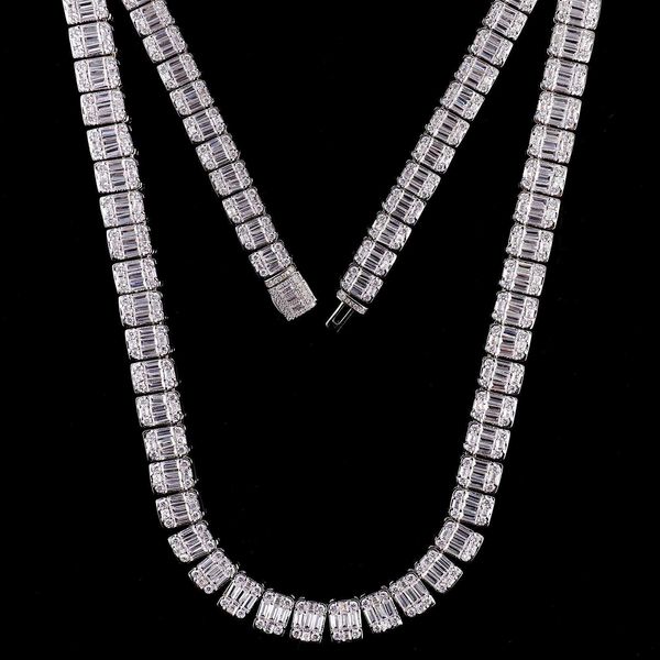 

wholesale price mossinate diamond cuban chain hiphop jewelry moissanita cubana de 10mm baguette link, Silver