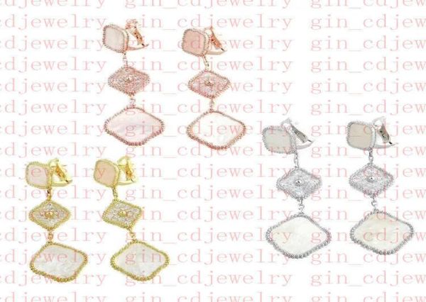 

designer classic lucky clover earrings tricolor plating women and girls valentine039s day mother039s day engagement jewelry 4550847, Golden