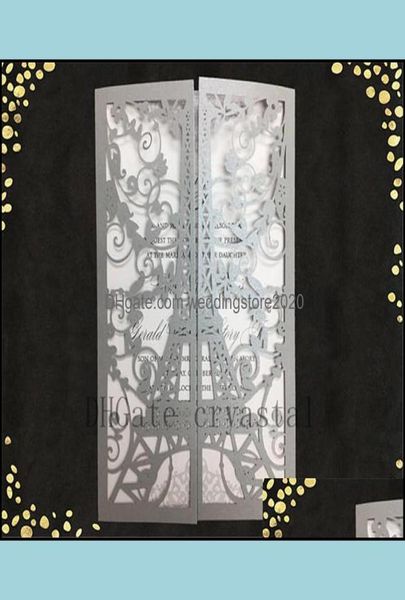 

eiffel tower paris laser cut wedding invitations quinceanera sweet 15 french theme drop delivery 2021 party supplies events vn38e4395691, Black
