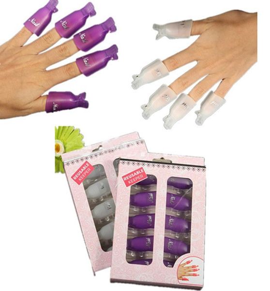 

10pcslot plastic acrylic smart soak off clip cap uv gel polish remover wrap for nail art salon5224504, Red;pink