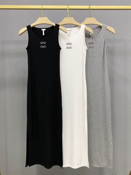 

womens spilt casual maxi dresses fashion designer night out slim brief tight party dress sleeveless letter lady stretchy dress woman date cl, Black;gray