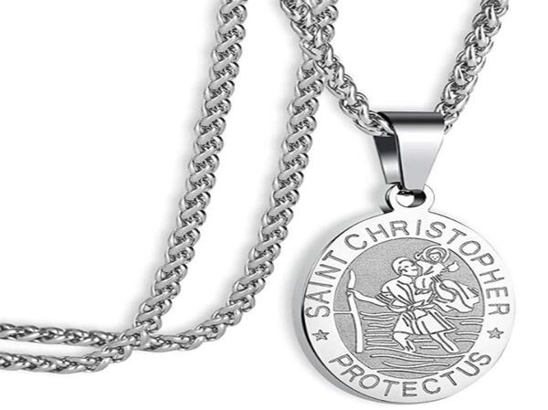 

st saint michaelchriser pendant necklace medal for women men with stainless steel chain4193579, Silver