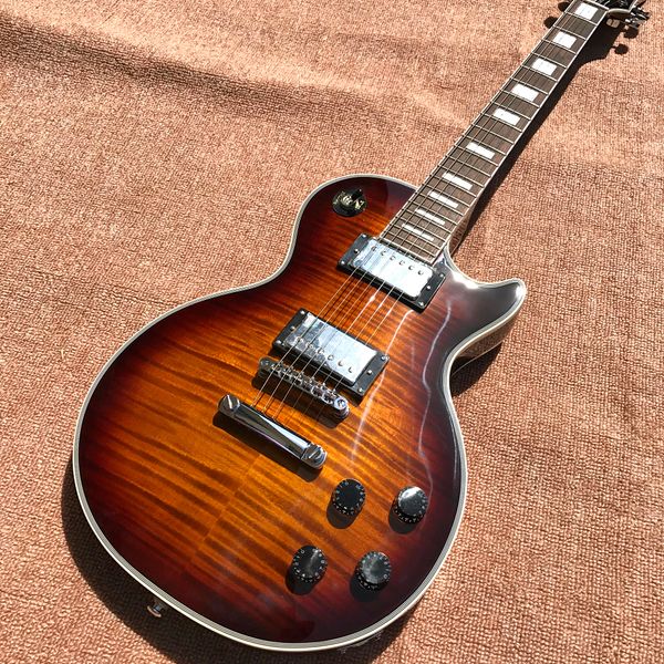 

custom shop, lp custom electric guitars, silver hardware flame maple 22frets guitar ing