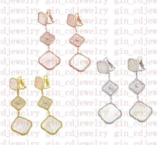 

designer classic lucky clover earrings tricolor plating women and girls valentine039s day mother039s day engagement jewelry 6607925, Golden