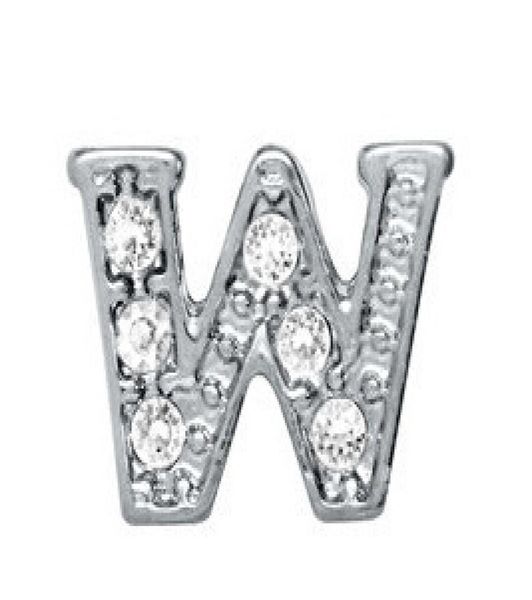 

new 20pcslot rhinestone silver alphabet letter quot w quot for glass living floating charm locket jewelry pendant1365358, Bronze;silver