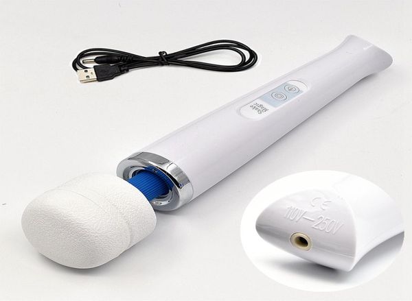 

30 speeds cordless magic wand massager rechargeable white muscle relax vibrator3023596