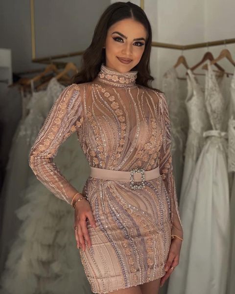 

2023 sheath champagne graduation dress lace beaded homecoming party formal cocktail prom gowns dresses zj411, Blue;red