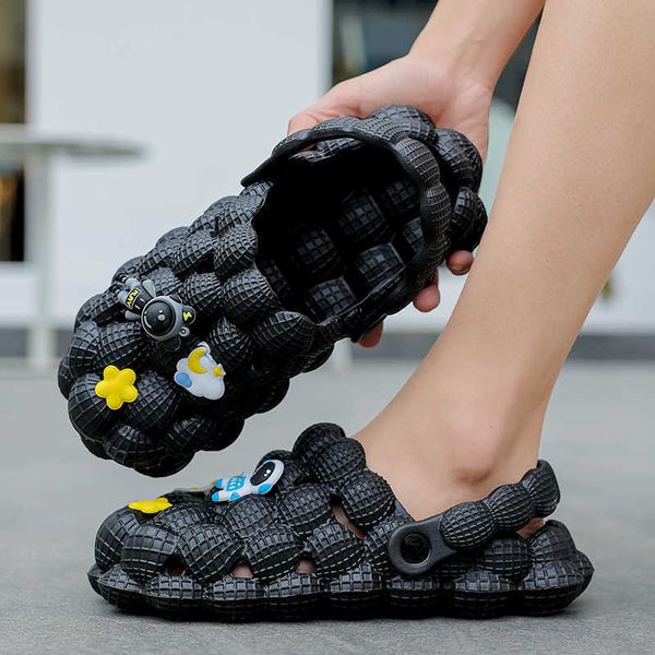 

sandals womens slippers men's summer cute outdoor beach waterproof non-slip sandals light and comfortable indoor bathroom flip flops 23, Black