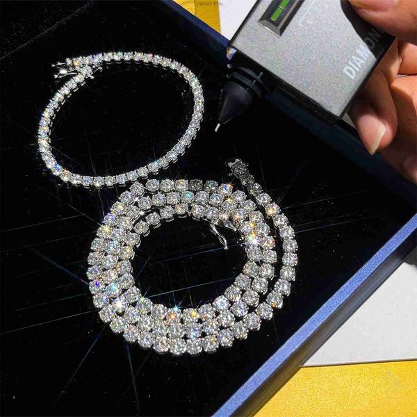 

gra certificate factory price iced out moissanite diamond tennis chains 10k gold necklace for men gift, Silver