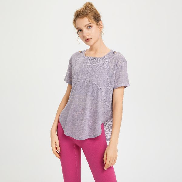 

yoga clothes women's loose sports short sleeve running blouse looks thin casual gym sports t-shirt.workout for women shirts athletic g