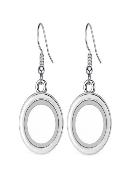 

1 pair 20mm copy stainless steel living memory locket eardrop round shape glass floating locket earrings with 10pcs floating charm8017397, Silver