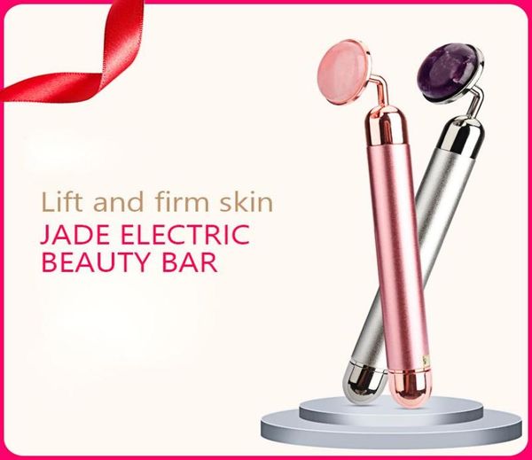 

electric vibrating natural rose quartz jade roller facial massager for face lifting slim jade stone massage skincare beauty tool2416757