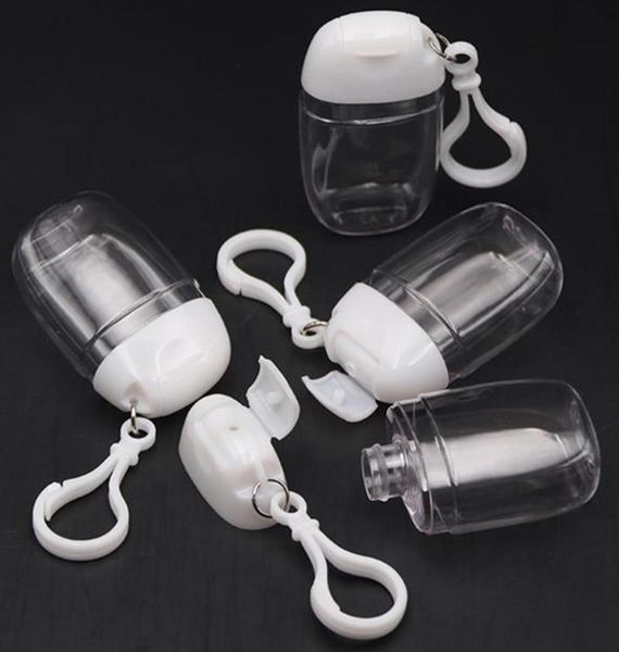 

30ml empty hand sanitizer travel small size holder hook refillable keychain carriers flip cap reusable portable empty perfume bott9948788