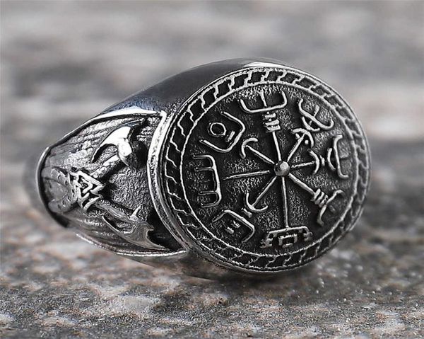 

high grade fine steel rings for men viking totem stainless double axes man titanium steel ring1473467, Silver