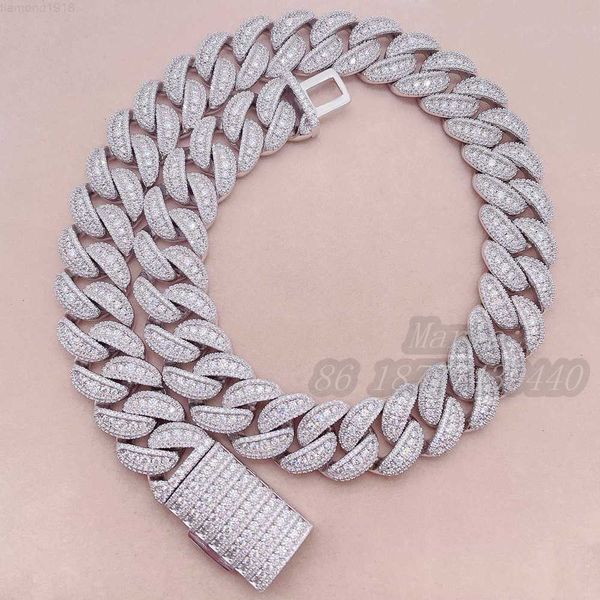 

s925 with vvs moissanite fashion jewelry custom necklace silver diamond luxury cuban link chain 18mm icedout cuban chain