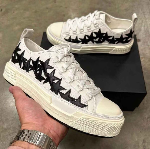 

luxury men stars court low-sneakers shoes embossed leather trainers canvas and grained leather super quality skateboard walking eu38-46, Black