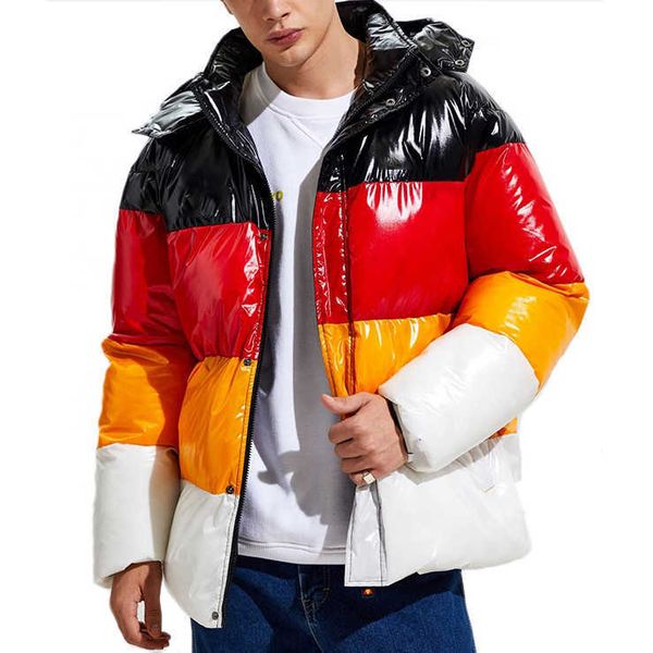 

outdoor oem custom wear clothing winter warm thick hooded coats windproof bubble down jacket coat for men m, Black