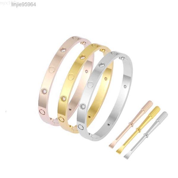 

luxury famous brand designers jewelry love bangle with screw screwdriver 316l stainless steel 18k gold plated lovers bracelet2slc, Golden;silver