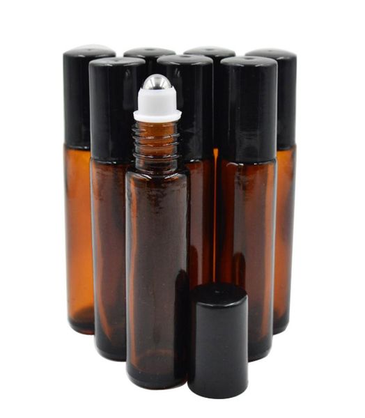 

whole 10ml 13oz thick amber glass roll on bottle essential oil empty aromatherapy perfume bottle metal roller ball by dhl2271432