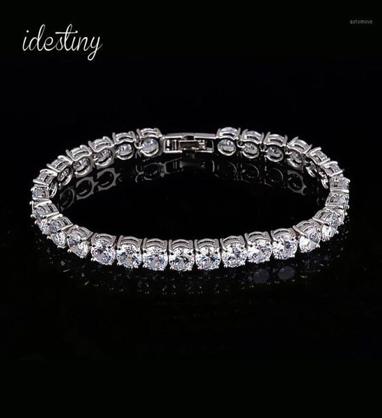 

1111 tennis bracelet for woman with charm 6mm round cubic zirconia pulseira classic wedding jewelry lady bracelet13382304, Black
