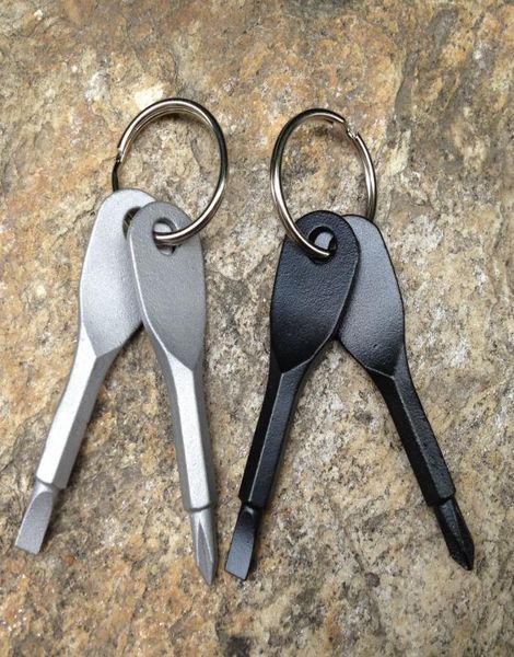 

multifunctional pocket tool keychain outdoor edc gear keychains with slotted phillips head mini screwdriver set key rings1987655, Silver