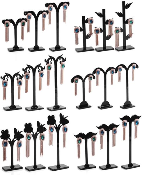 

black acylic earring tree shaped display stand holder fashion threepiece goat horn small earring display rack storage3499682, Black;white