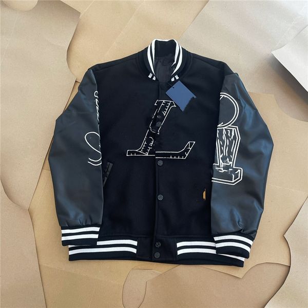 

men's jacket 2023 lvsity fashion brand vintage decoration loose long-sleeved student coat viutonity 01-04, Black;brown