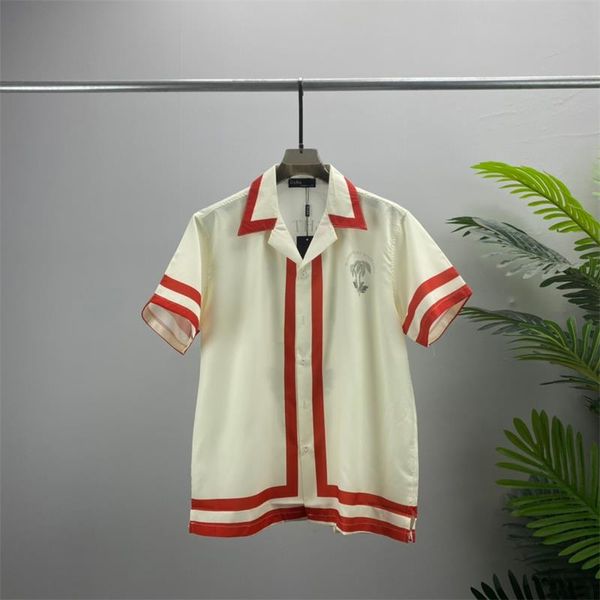 

luxury designer summer beach designer dress shirts geometric print bowling shirt hawaii floral casual shirts men slim fit short sleeve short, White;black
