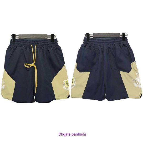 

rhude shorts wholesale designer for sale high version fashion men's printed letters coconut print color contrast sports shorts, White;black