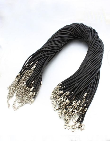 

whole 15 mm20mm black leather cord wax rope chain necklace 45 cm50cm lobster clasp diy jewelry accessories 100pcs pl0011123666, White;red