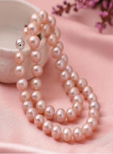 

real natural 89mm round south sea pink pearl necklace 18quotinch9928666, Silver
