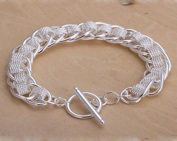 

ladies bracelet 925 silver many circle charm bracelets jewelry for women men whole 925 sterling silver plated chain link brace1334539, Black