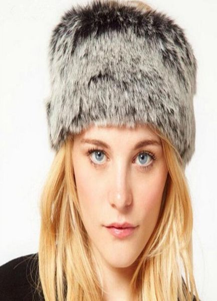 

2017 hats for women elastic imitation fox fur caps female black tide empty hat lady hairy head hair ring circle7892300, White