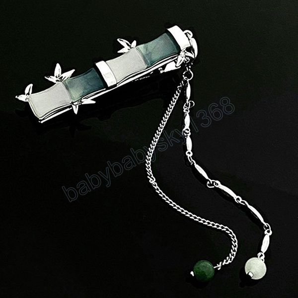 

vintage bamboo shape hair clips hairpins hair accessories for women lady chain tassel hair pins barrettes girls headwear, Slivery;white