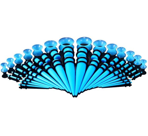 

50pcslot acrylic ear gauge taper and plug stretching kits mixed color ear flesh tunnel expansion body piercing jewelry 14g00g6371926, Silver