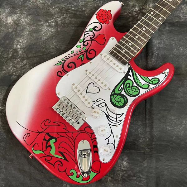 

new arrivals electric guitar hand drawn patterns handwork 6 strings guitarra
