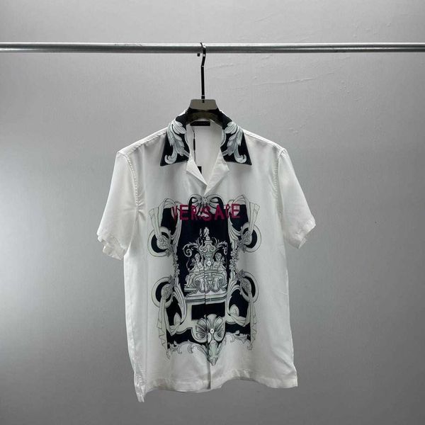 

new d summer digital print tshirt lapel shirt open lining hawaii klgl, White;black