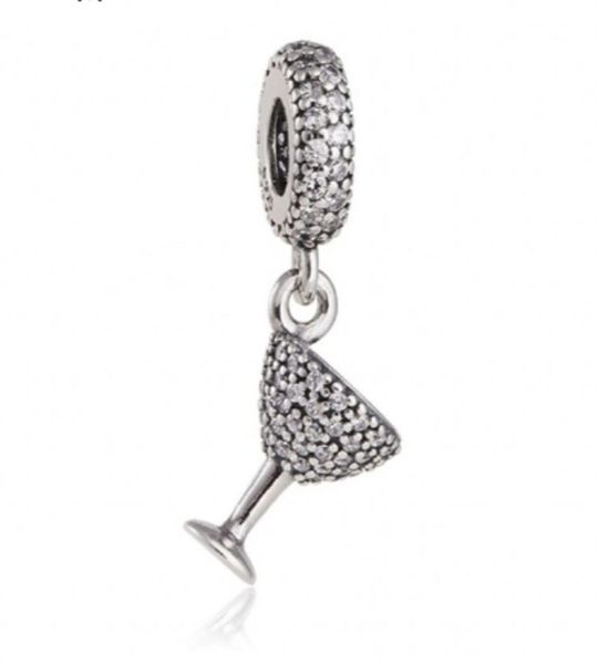 

micro pave crystal cocktail glass charms 925 sterling silver dangle cup charm beads for jewelry making diy brand bracelets women g9037218, Black