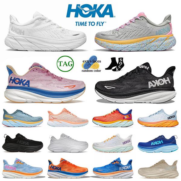 

hoka one clifton 9 designer running shoes men hakas bondi 8 people women white anthracite castler real teal aquarel trainers runners 36-45