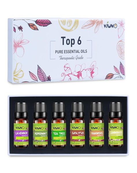 

kiuno pure essential oils 10ml 6pieces gift set humidifier aromatherapy lavender tea tree eucalyptus peppermint lemongrass oil4227401