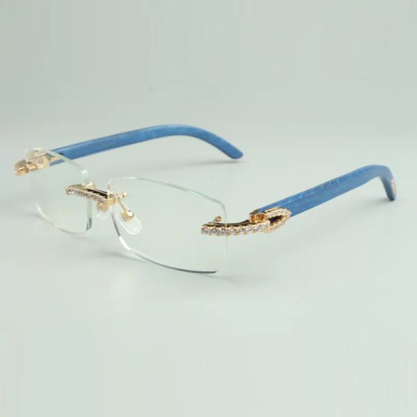 

endlesses diamonds glasses frame 3524012 with natural blue wooden legs and 56mm clear lenses 5A