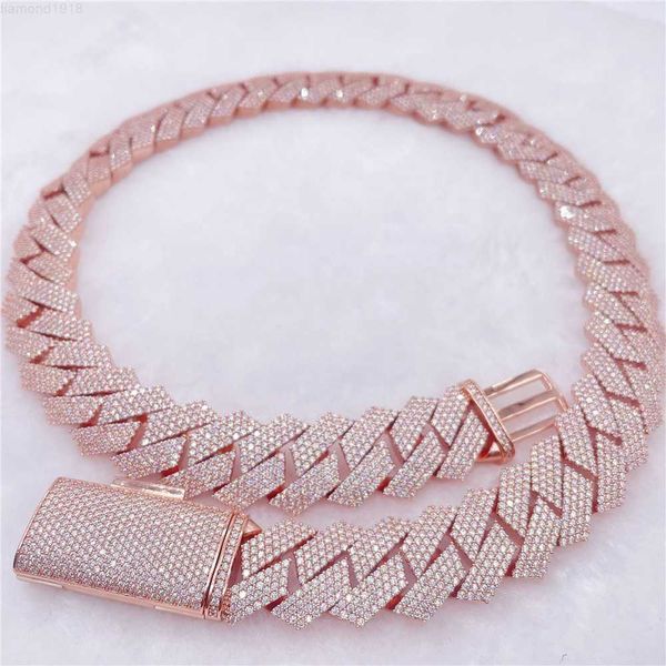 

new big size iced out 925 sterling silver vvs diamond 18k gold plated moissanite cuban chain necklace