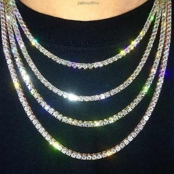 

cd686 hip hop 14k 18k gold plated stainless steel mens diamond necklace iced out tennis chain, Silver